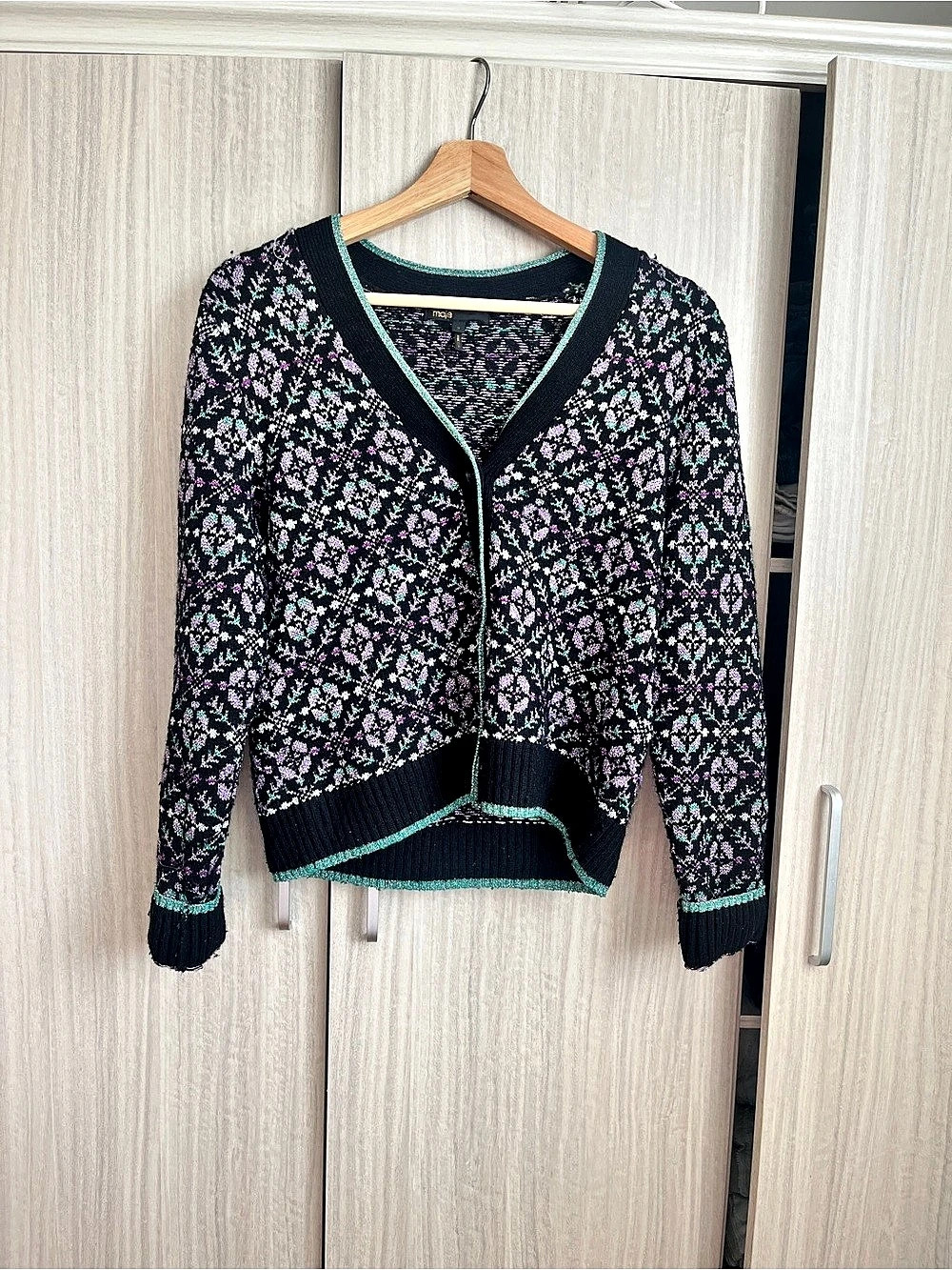 Maje Floral Knit Cardigan Size 2 Like New